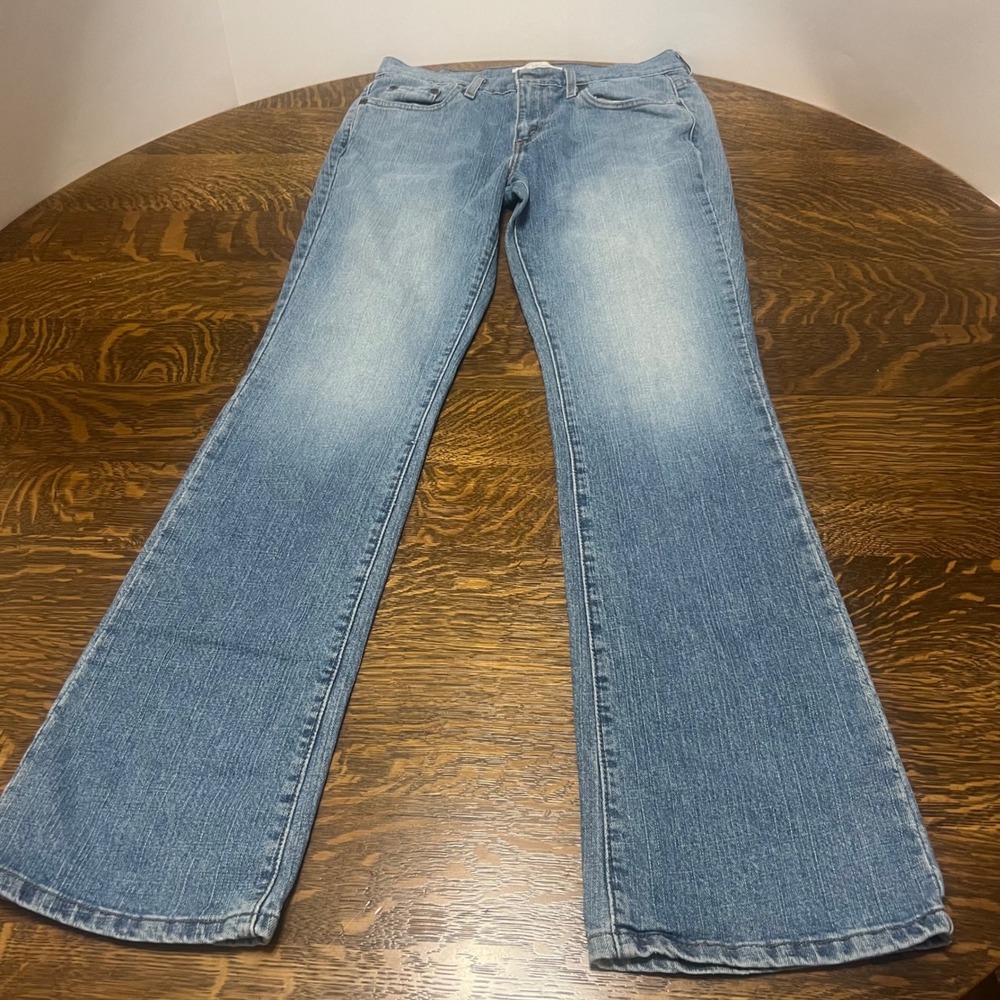Levi's 515 Boot Cut Jeans Womens 8 Long Blue Light Wash Stretch Denim